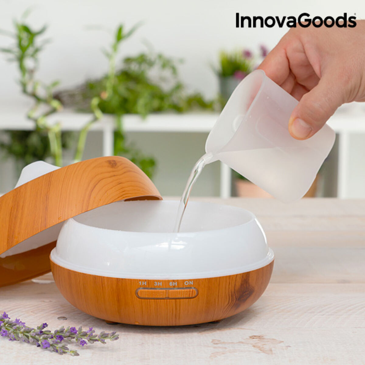 Aroma Diffuser Humidifier with Multicolour LED Wooden-Effect - Majpet
