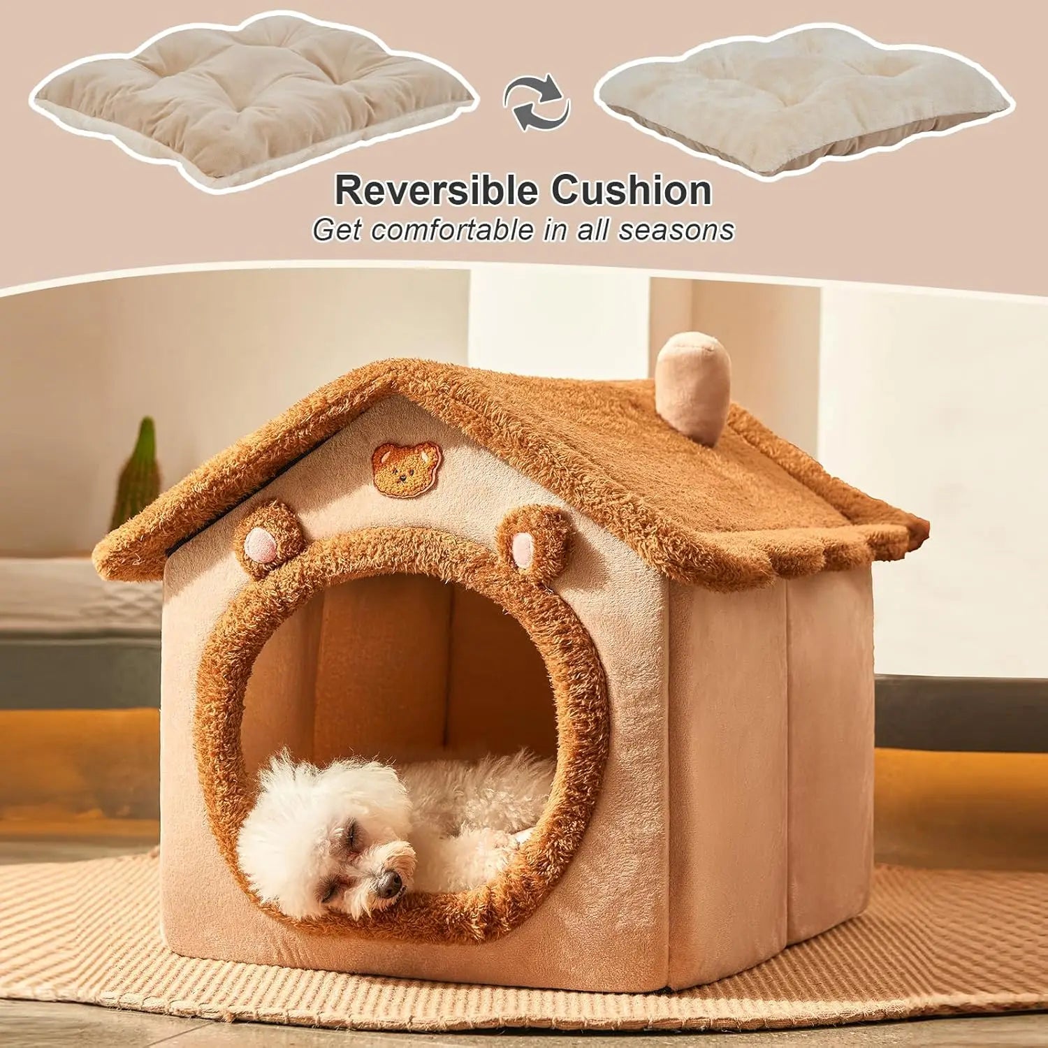 Foldable Pet House Removable Dog Bed Washable Cat House Puppy Kennel - Majpet