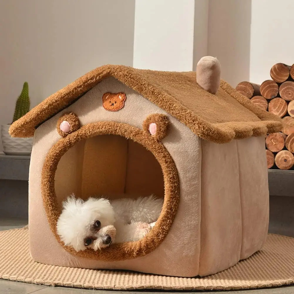 Foldable Pet House Removable Dog Bed Washable Cat House Puppy Kennel - Majpet